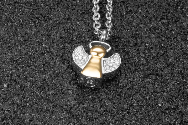 Pendentif Ange plaqué or et zircon cendre - Urne Cinéraire Lambert