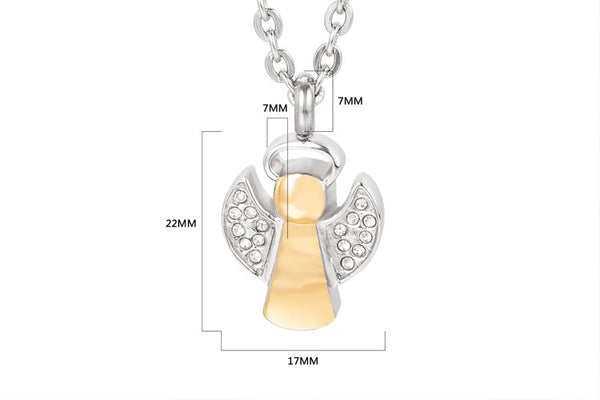 Pendentif Ange plaqué or et zircon cendre - Urne Cinéraire Lambert