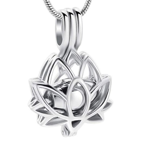 Pendentif Lotus avec mini urne cendre - Urne Cinéraire Lambert