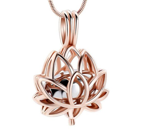 Pendentif Lotus avec mini urne cendre - Urne Cinéraire Lambert
