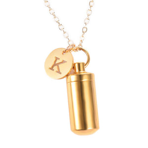 Pendentif cylindre avec initiale cendre - Urne Cinéraire Lambert