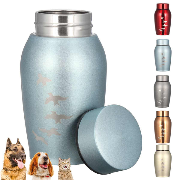 Urne en stainless avec motif de colombes cendre - Urne Cinéraire Lambert