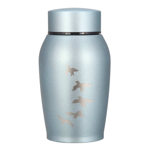 Urne en stainless avec motif de colombes cendre - Urne Cinéraire Lambert