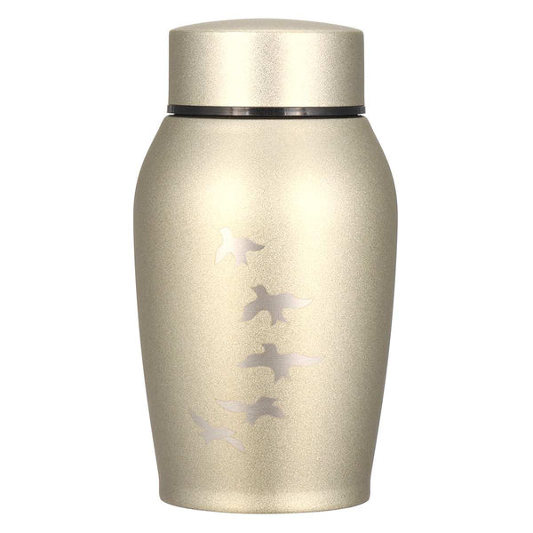 Urne en stainless avec motif de colombes cendre - Urne Cinéraire Lambert