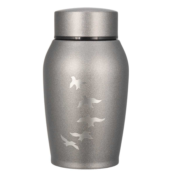 Urne en stainless avec motif de colombes cendre - Urne Cinéraire Lambert