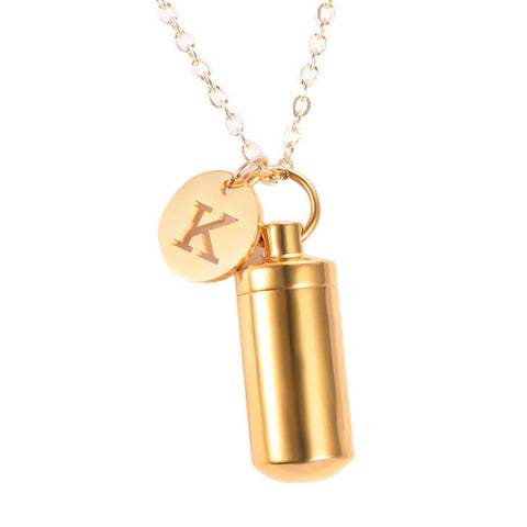 Pendentif cylindre avec initiale cendre - Urne Cinéraire Lambert