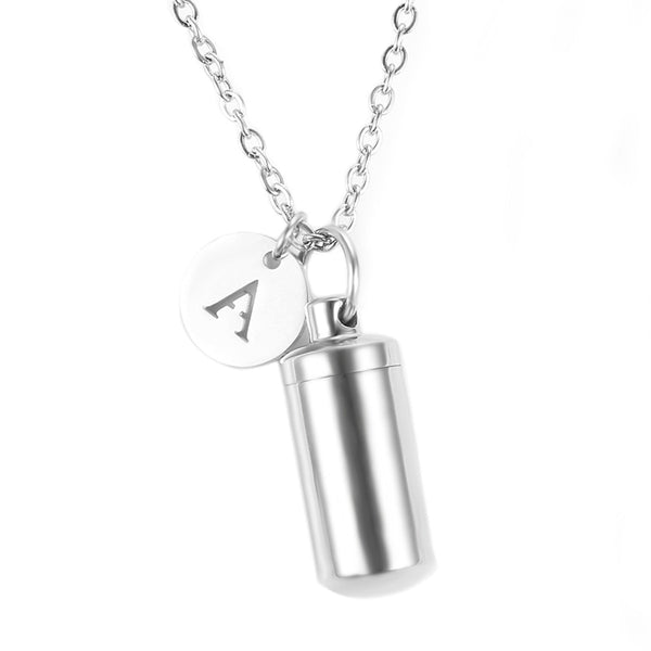 Pendentif cylindre avec initiale cendre - Urne Cinéraire Lambert