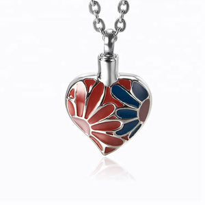 Pendentif reliquaire Cœur email cendre - Urne Cinéraire Lambert