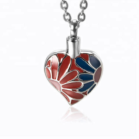 Pendentif reliquaire Cœur email cendre - Urne Cinéraire Lambert