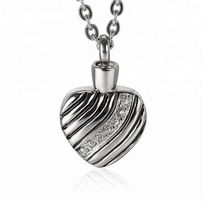 Pendentif en forme de coeur avec zircon cendre - Urne Cinéraire Lambert