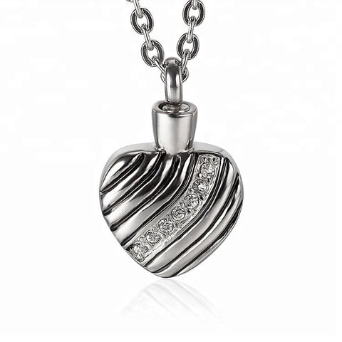Pendentif en forme de coeur avec zircon cendre - Urne Cinéraire Lambert