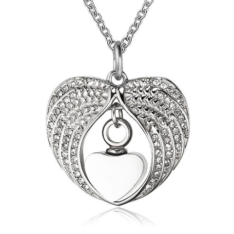 Pendentif Coeur et Ailes d'ange cendre - Urne Cinéraire Lambert