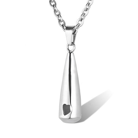 Pendentif en Acier Inoxydable en forme de Goutte Coeur cendre - Urne Cinéraire Lambert