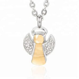 Pendentif Ange plaqué or et zircon cendre - Urne Cinéraire Lambert
