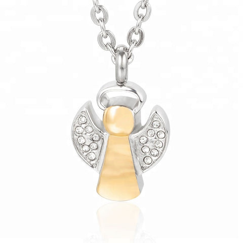 Pendentif Ange plaqué or et zircon cendre - Urne Cinéraire Lambert