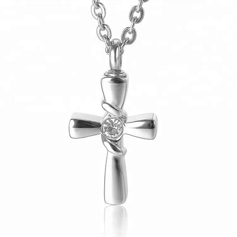 Pendentif en forme de Croix avec zircon cendre - Urne Cinéraire Lambert