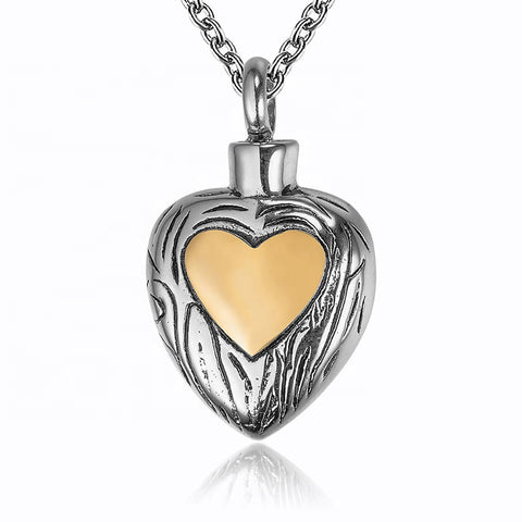 Pendentif en forme de coeur plaqué or cendre - Urne Cinéraire Lambert
