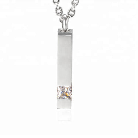 Pendentif Commémoratif Minimaliste avec Zircon cendre - Urne Cinéraire Lambert