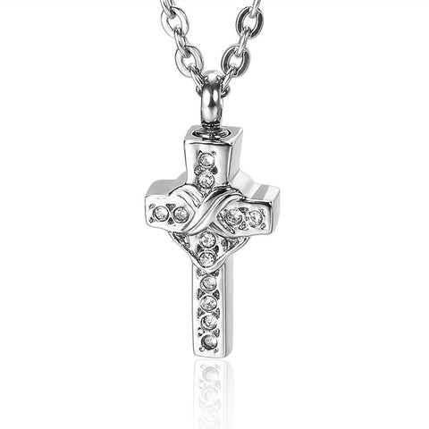 Pendentif en forme de croix avec zircon cendre - Urne Cinéraire Lambert
