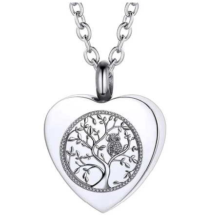 Pendentif arbre de vie hibou cendre - Urne Cinéraire Lambert